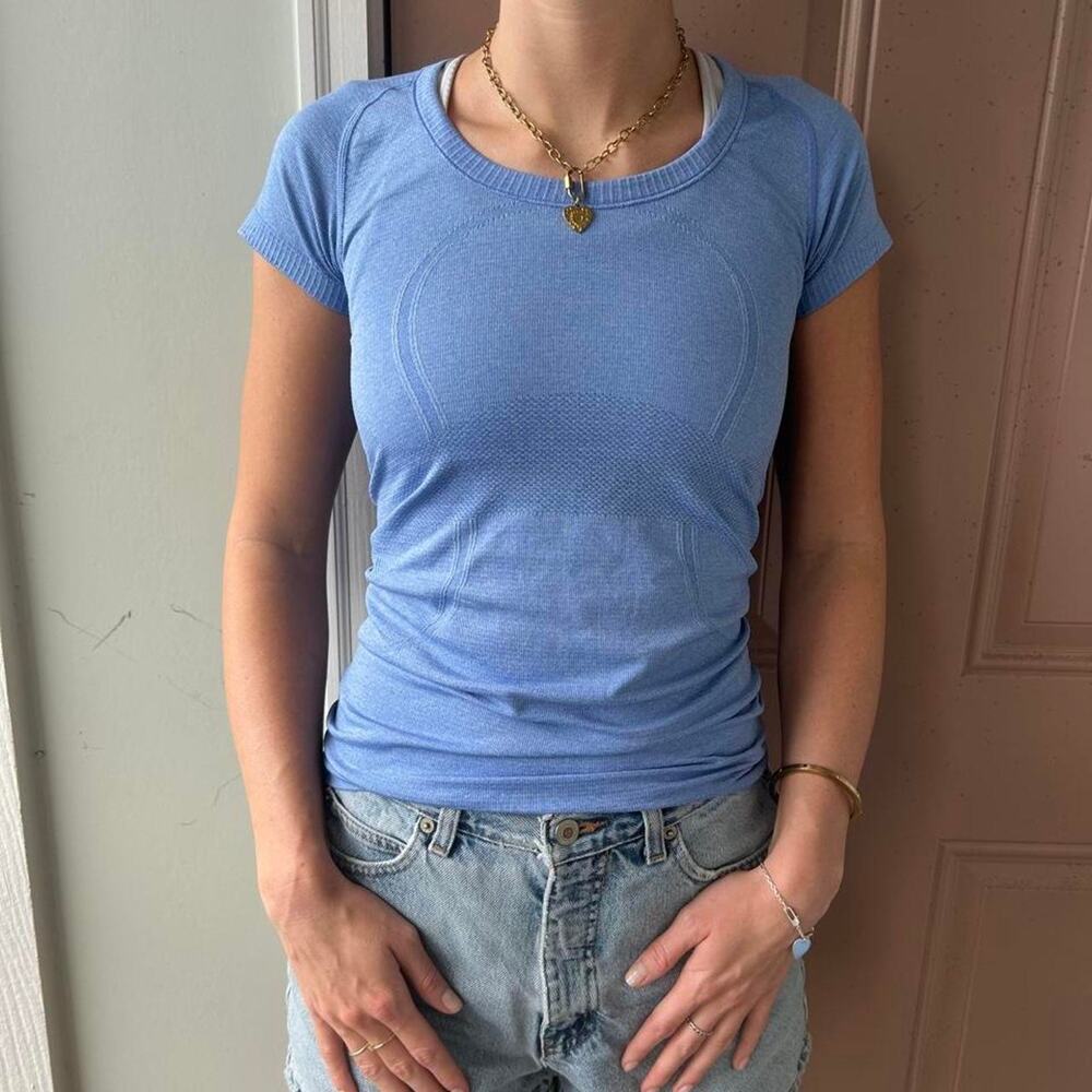 Lululemon Swiftly Tech Short Sleeve 2.0 Shirt Womens 4 Blue Heathered Running